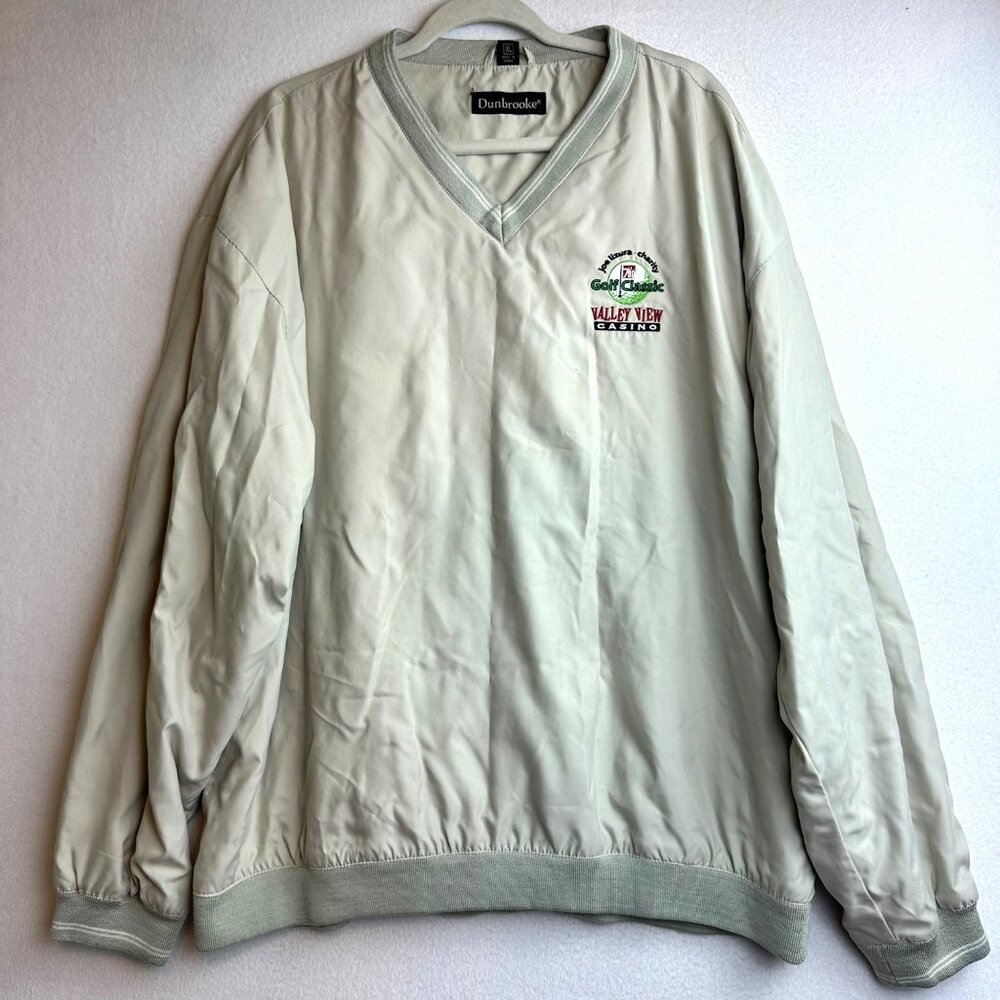 Vintage Dunbrooke Valley View Casino Golf Pullover XL Tan Windbreaker Dad Core